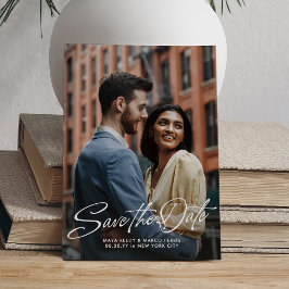 Stilvolles Skript Zwei-Foto-Hochzeit Save The Date