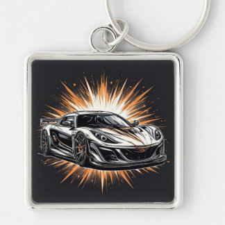 Stilvolles Sportwagen mit dynamischen Pinselstrich Schlüsselanhänger