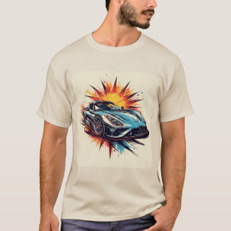 Stilvolles Sportwagen mit dynamischen Pinselstrich T-Shirt