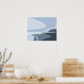 Stilvolles Steel-Blue Digital Art Seascape Poster (Küche)