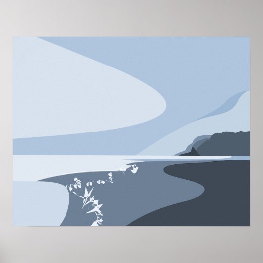 Stilvolles Steel-Blue Digital Art Seascape Poster (Vorne)