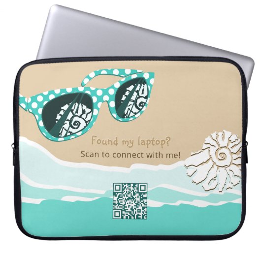 Stilvolles Strand-Themen Smart Dynamic QR-Code Laptopschutzhülle (Vorderseite)