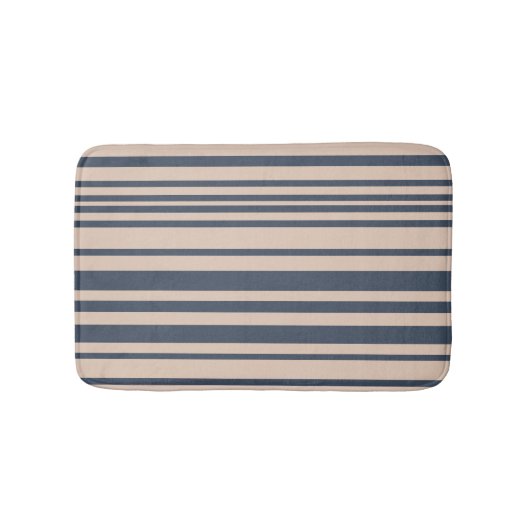 Stilvolles Stripmuster in Beige/Deep Blue Badematte (Vorderseite)