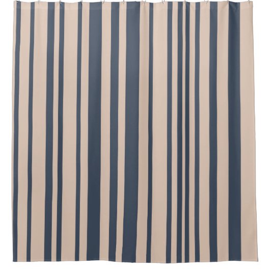 Stilvolles Stripmuster in Beige/Deep Blue Duschvorhang (Vorderseite)