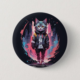 Stilvolles süßes Katzendesign Button