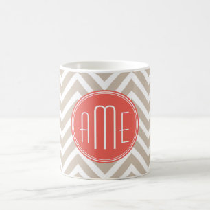 Stilvolles Taupe und Korallenrot mit individuellem Kaffeetasse