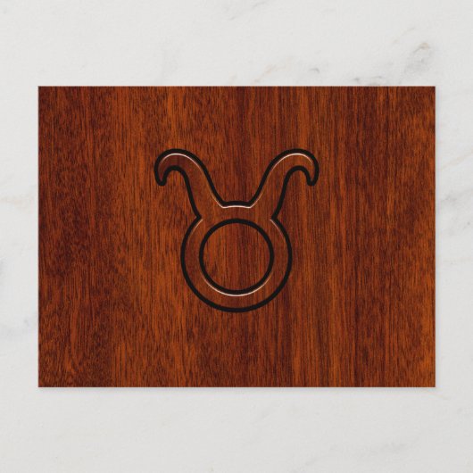Stilvolles Taurus Zodiac-Zeichen auf Mahogany wie  Postkarte (Vorderseite)