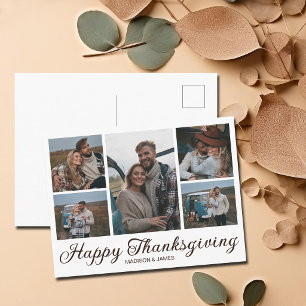 Stilvolles Thanksgiving Herbst Familienfoto-Collag Feiertagspostkarte
