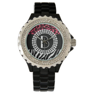 Stilvolles Tier druckt Zebra-und Leopard-Muster Armbanduhr