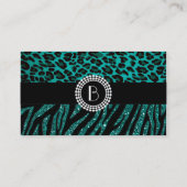 Stilvolles Tier druckt Zebra-und Leopard-Muster Visitenkarte (Rückseite)