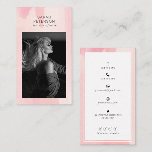 Stilvolles trendisches abstraktes Foto Visitenkarte (Vorne/Hinten)