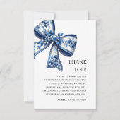 Stilvolles Trendy Blue Bows Abschluss Foto Dankeskarte (Rückseite)