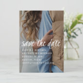 Stilvolles Trendy Calligraphy Save the Date Foto (Stehend Vorderseite)