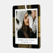 Stilvolles Trendy Gold Kariertes Weihnachtskuchen  Ornament Aus Metall (Vorderseite links)