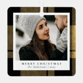 Stilvolles Trendy Gold Kariertes Weihnachtskuchen  Ornament Aus Metall (Rückseite)