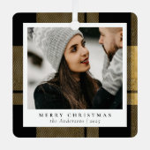 Stilvolles Trendy Gold Kariertes Weihnachtskuchen  Ornament Aus Metall (Vorderseite)