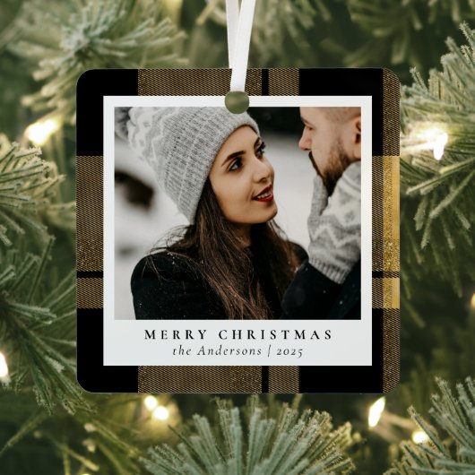 Stilvolles Trendy Gold Kariertes Weihnachtskuchen  Ornament Aus Metall (InSitu)