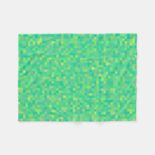 Stilvolles, trendy grün/gelb Pixel Mosaikmuster Fleecedecke