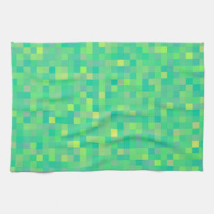 Stilvolles, trendy grün/gelb Pixel Mosaikmuster Handtuch