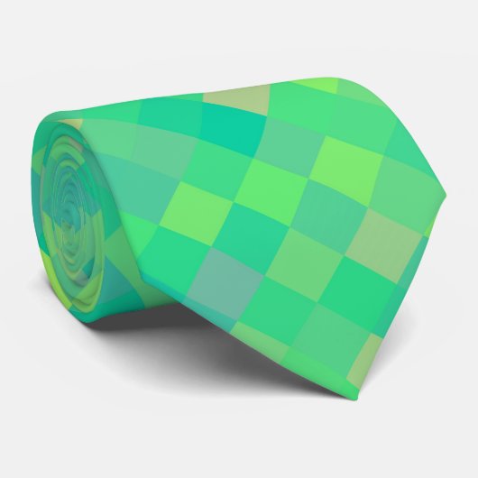 Stilvolles, trendy grün/gelb Pixel Mosaikmuster Krawatte (Gerollt)