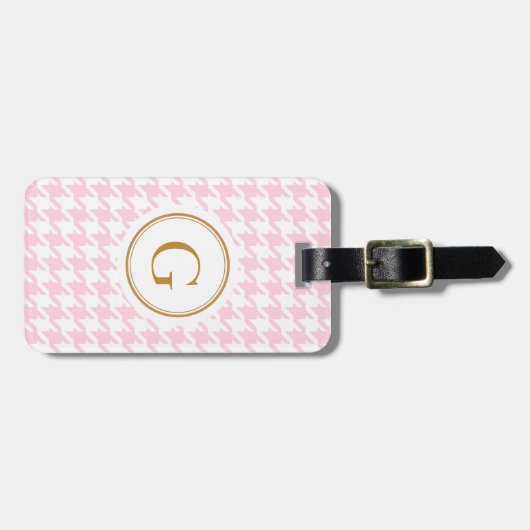 Stilvolles trendy rosa Hahnentrittmuster mit Gepäckanhänger (Vorderseite horizontal)