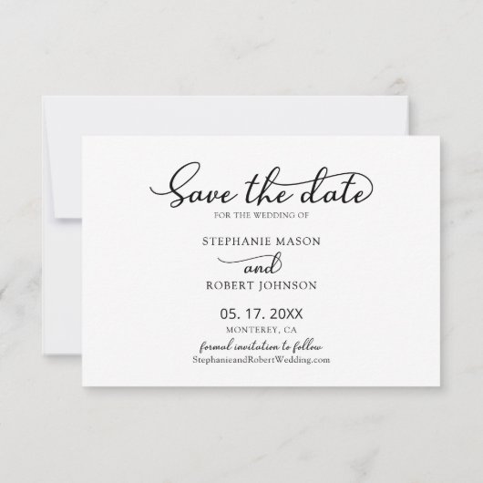 Stilvolles Trendy Script 3 Foto Collage Wedding Save The Date (Rückseite)