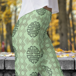Stilvolles Tribal-Muster in Grün und Schwarz Leggings