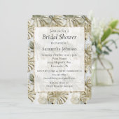 Stilvolles, tropisches Gold Sage Green Brautparty Einladung (Stehend Vorderseite)