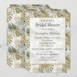 Stilvolles, tropisches Gold Sage Green Brautparty Einladung
