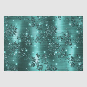 Stilvolles Türkis-Schimmer-Glitter und Folien-Blum Seidenpapier