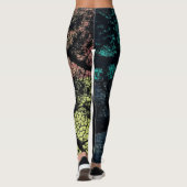 Stilvolles türkisfarbenes Gelborange Leggings (Rückseite)