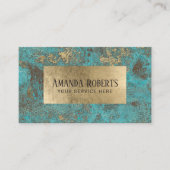 Stilvolles türkisfarbenes Gold-Label Visitenkarte (Vorderseite)
