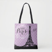 Stilvolles Turm-lila Pastellmonogramm Paris Eiffel Tasche (Vorderseite)