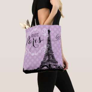 Stilvolles Turm-lila Pastellmonogramm Paris Eiffel Tasche