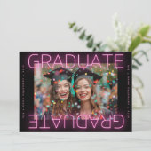 stilvolles ultraelegantes neonrosa Schulgrad-Foto Ankündigung (Stehend Vorderseite)