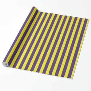 Stilvolles und cooles gelbes und violettes Streife Geschenkpapier