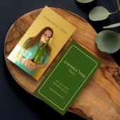 Stilvolles vertikales Foto Grün & Gelb Visitenkarte