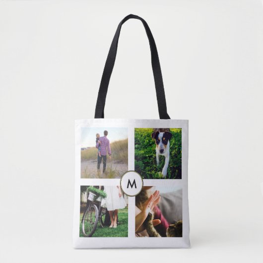 Stilvolles Vierer-Foto-Gitter mit Monogramm Tasche (Vorderseite)
