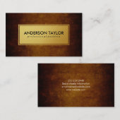 Stilvolles Vintag-braunes Goldenes Label Visitenkarte (Vorne/Hinten)