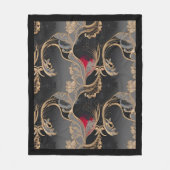 Stilvolles Vintage-Blumen-Spitzenmuster Rot Schwar Fleecedecke (Vorderseite)