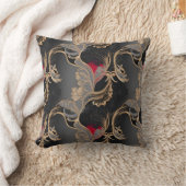 Stilvolles vintage Blumen-Spitzenmuster rot schwar Kissen (Decke)