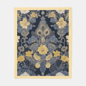 Stilvolles vintage gelb-blaues Blumen-Spitzenmuste Fleecedecke (Vorderseite)