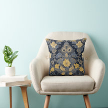 Stilvolles vintage gelb blaues Blumen-Spitzenmuste