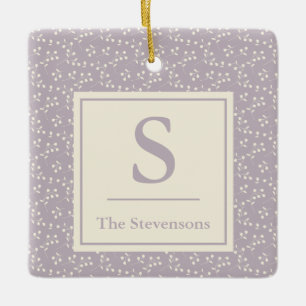 Stilvolles Vintage-Lilien-Blumenmuster Monogramm N Keramikornament