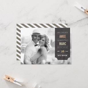 Stilvolles Vintages Black Tab-Foto Save the Date Einladung