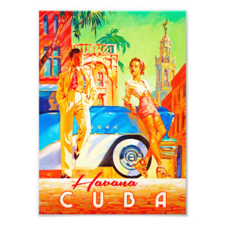 Stilvolles Vintages Havana Streets Poster. Fotodruck