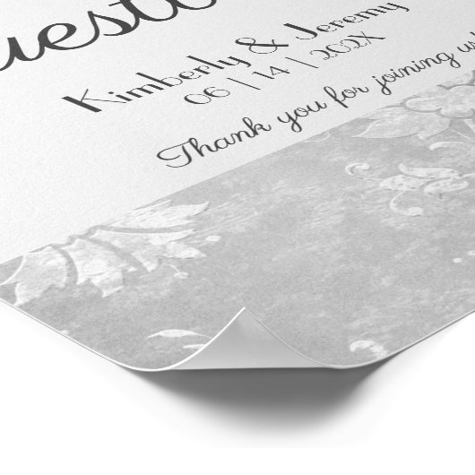 Stilvolles Vintages Pewter Wedding Gästebuchzeiche Poster (Ecke)