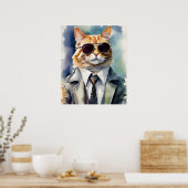 Stilvolles Visitenkarten-Poster, Filmstar Cat Poster (Küche)