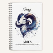Stilvolles Watercolor Aries Custom Journal Notizblock (Vorderseite)
