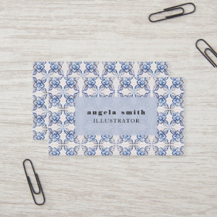 Stilvolles Watercolor Blue Floral Pattern Visitenkarte